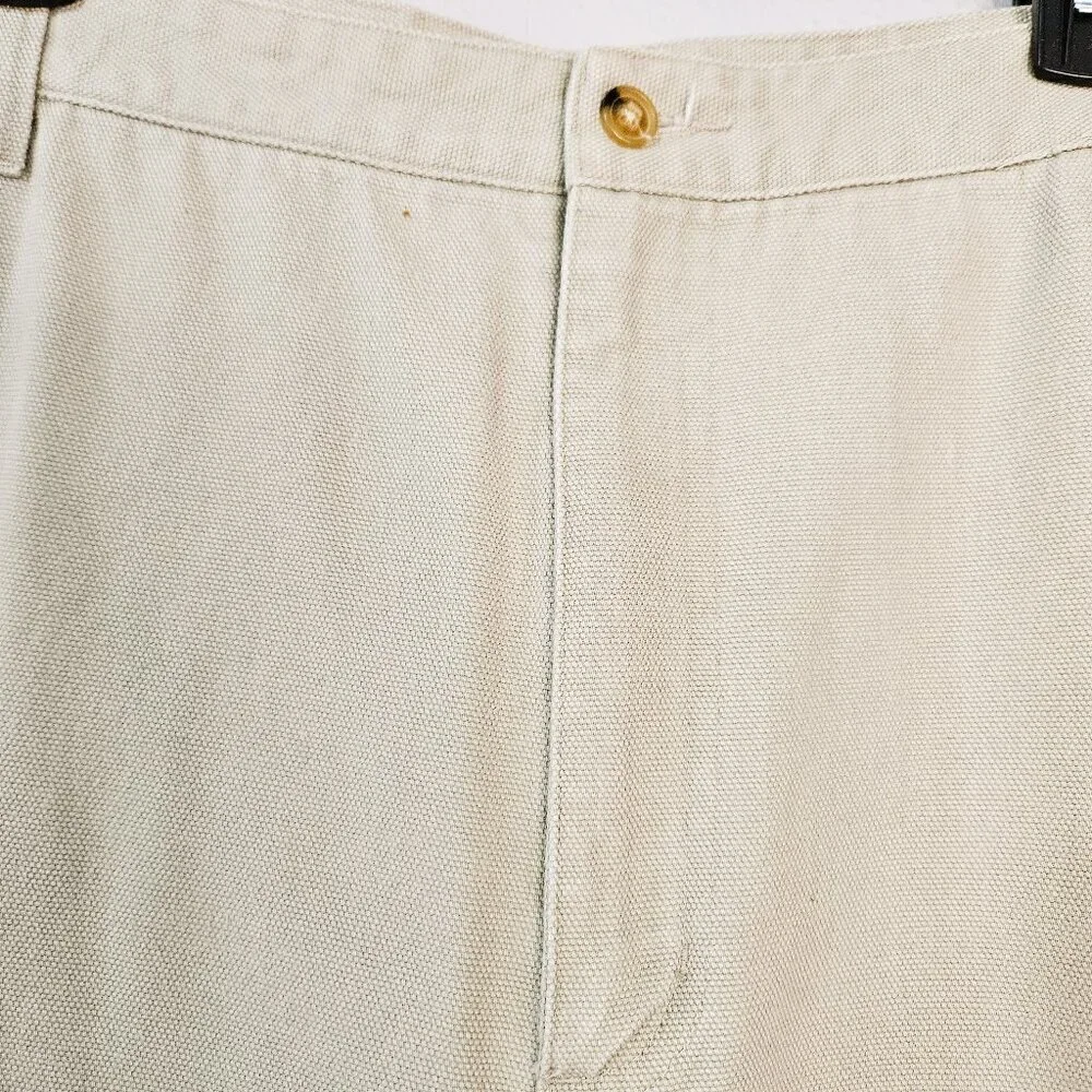 Orvis Men's Beige Pants Size 44 X 30 Cotton Twill Flat Front Minimalist Casual